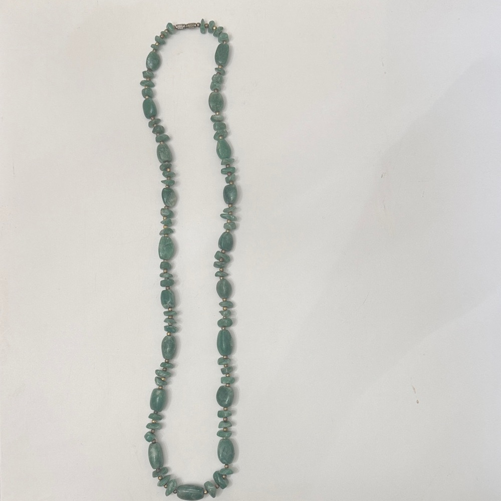 Green Beaded Stone Necklace - Women Jewelry Jade